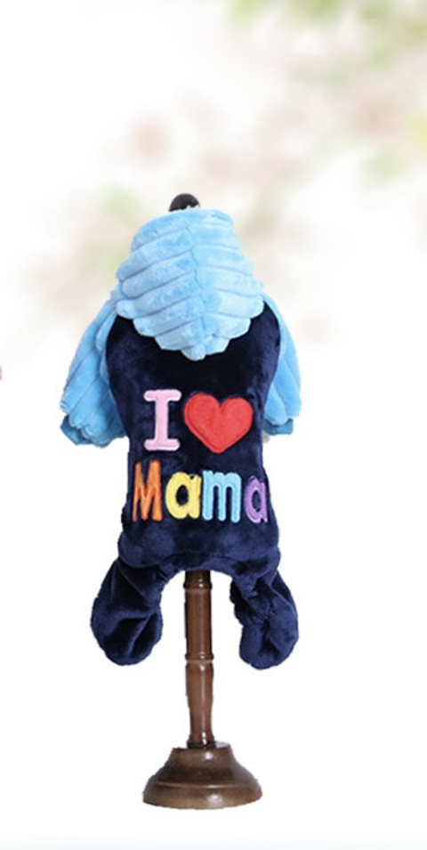 ENTERIZO PLUSH I LOVE MAMÁ MASCOTA (SOLO AZUL)