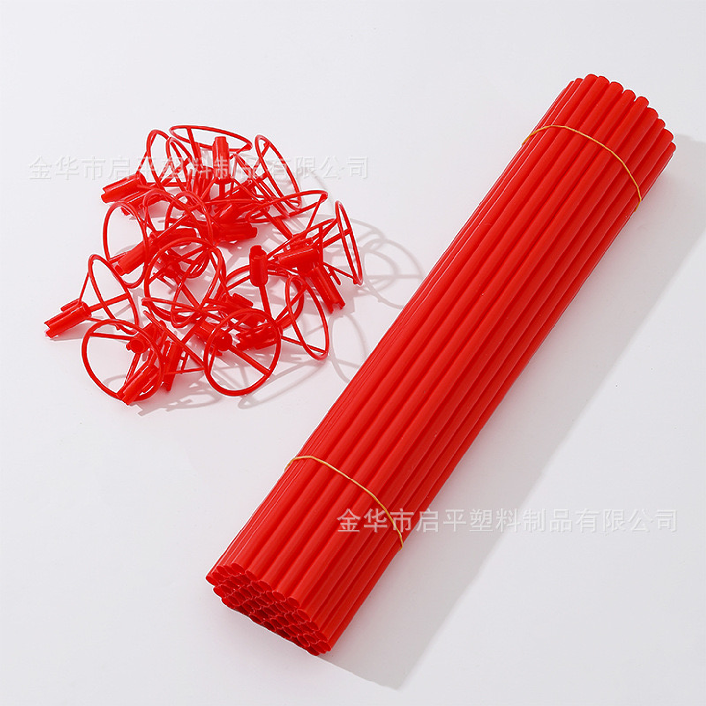 SET DE 50 VARILLAS ROJAS CON PORTA GLOBO DE 45CM 1