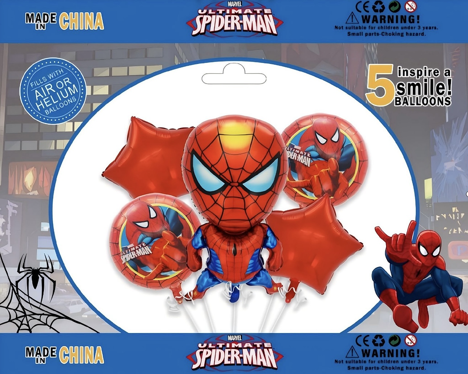 SET DE GLOBO METALICO SPIDERMAN 5PZS 1
