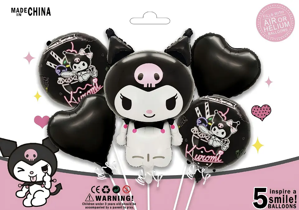 SET DE GLOBO METALICO KUROMI 5PZS 4