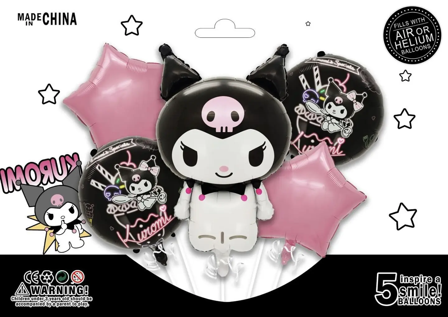 SET DE GLOBO METALICO KUROMI 5PZS 2