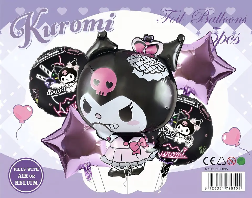 SET DE GLOBO METALICO KUROMI 5PZS 3