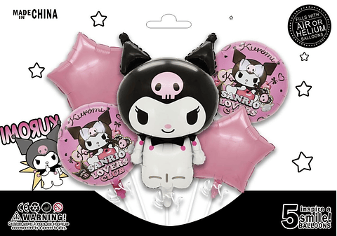 SET DE GLOBO METALICO KUROMI 5PZS