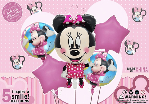 SET DE GLOBO METALICO MINNIE MOUSE 5PZS