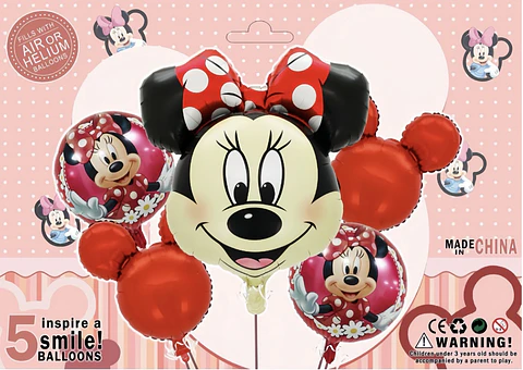SET DE GLOBO METALICO MINNIE MOUSE 5PZS