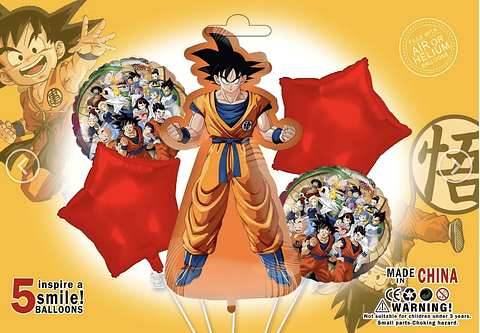 SET DE GLOBO METALICO DRAGÓN BALL Z 5PZS