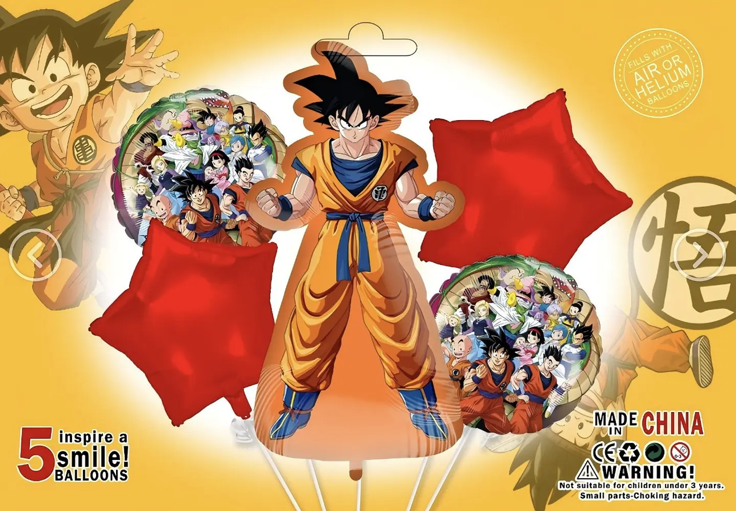 SET DE GLOBO METALICO DRAGÓN BALL Z 5PZS 1