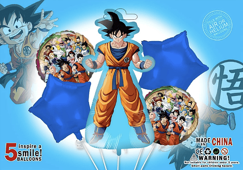 SET DE GLOBO METALICO DRAGÓN BALL Z 5PZS