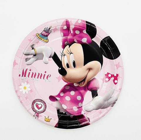 PLATO DE CARTÓN DISEÑO MINNI MOUSE 18CM 6PZS