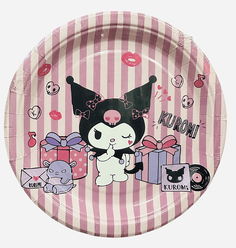 PLATO DE CARTÓN DISEÑO KUROMI 18CM 6PZS