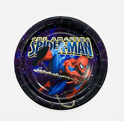 PLATO DE CARTÓN DISEÑO SPIDERMAN 18CM 6PZS