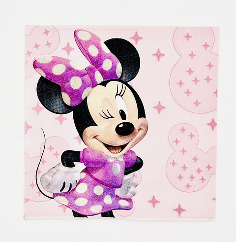 SERVILLETAS DISEÑO MINNIE MOUSE 33x33CM PQT 16UNDS