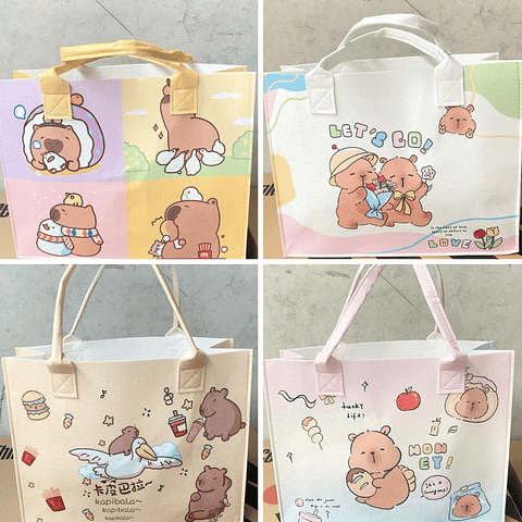BOLSO DE PAÑO CAPYBARA 27x34CM