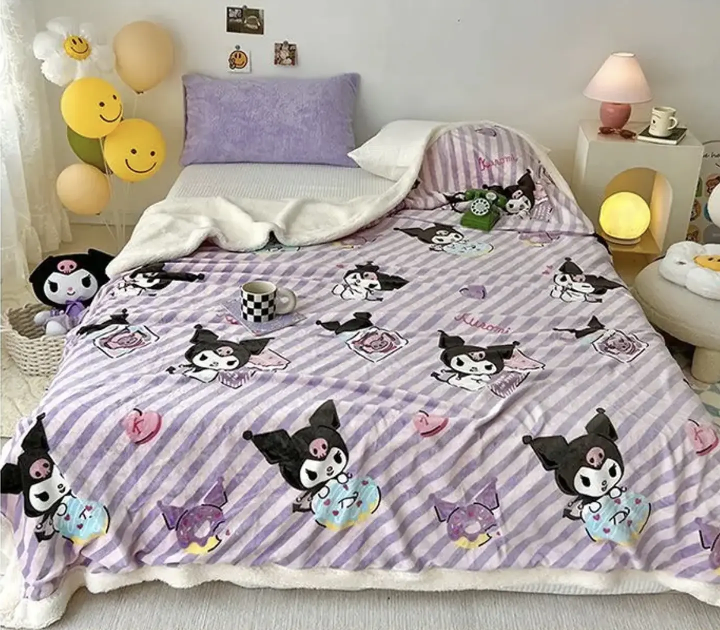 FRAZADA SHERPA CHIPORRO KUROMI 150x200 2