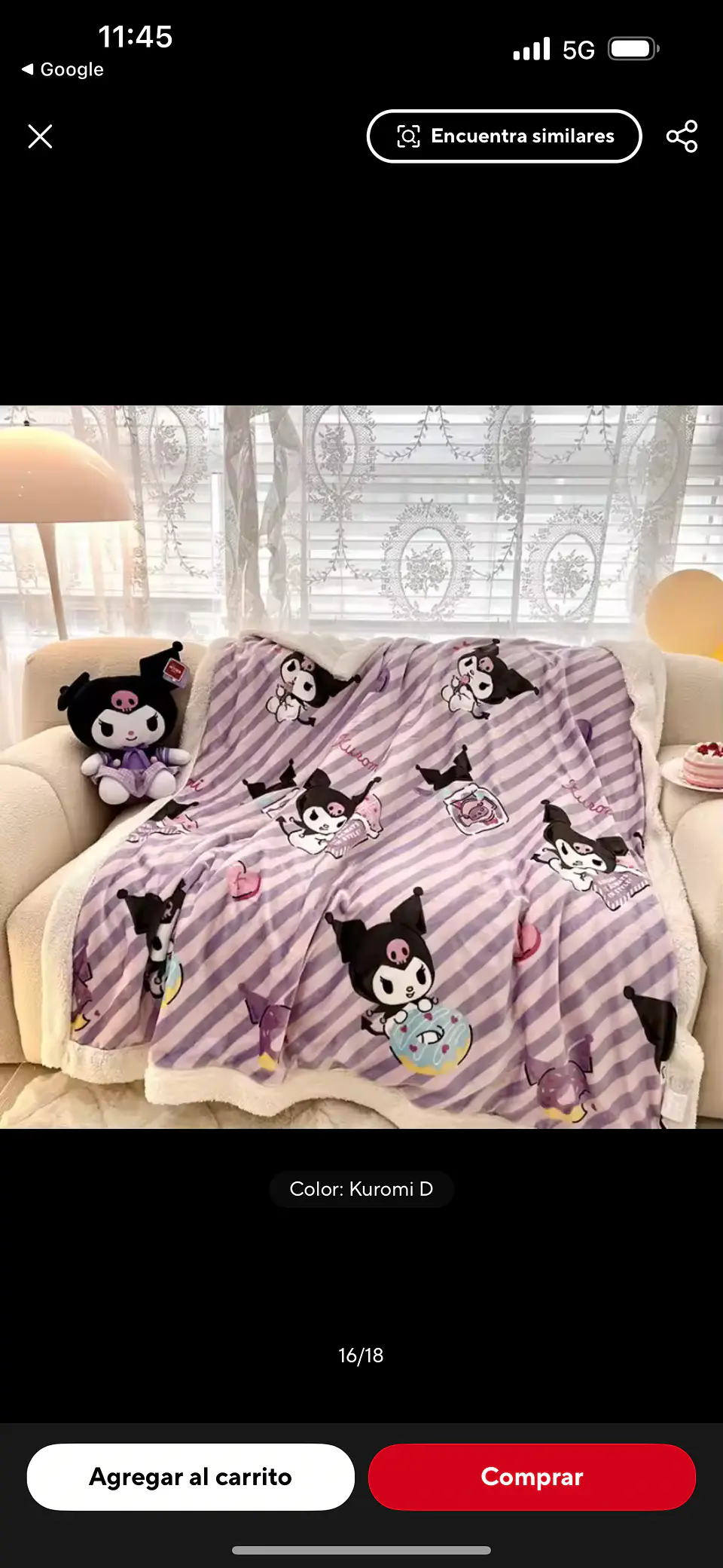 FRAZADA SHERPA CHIPORRO KUROMI 150x200 3