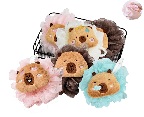 ESPONJA DE BAÑO CAPYBARA CON COLGANTE