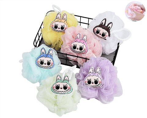 ESPONJA DE BAÑO LABUBU CON COLGANTE