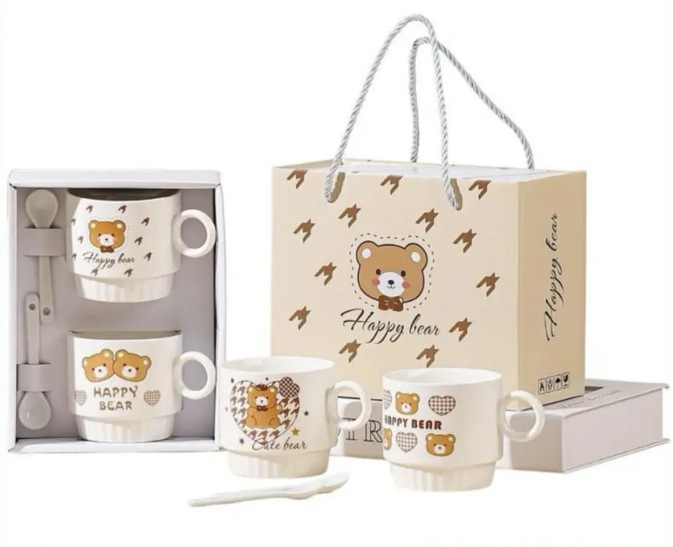 SET DE TAZAS + CUCHARITA OSO CAJA REGALO DÍA DEL NIÑO  1