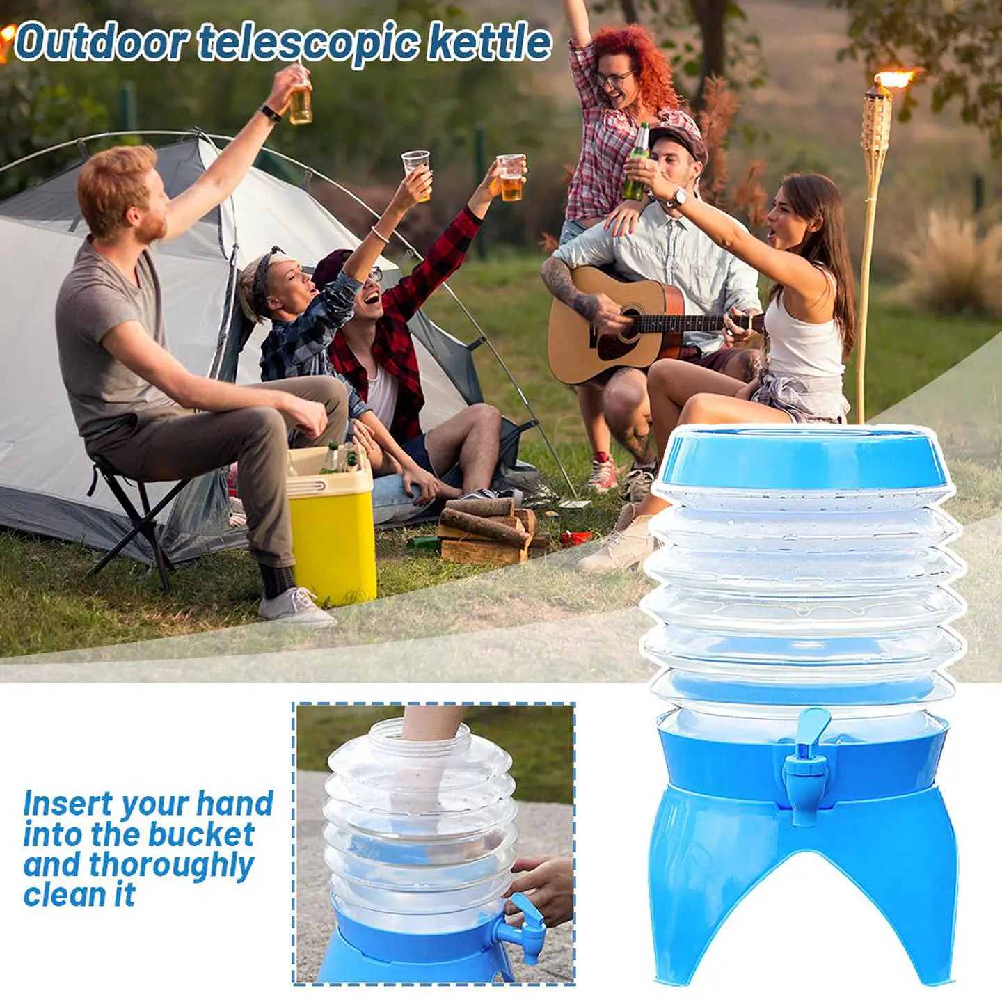 CONTENEDOR DE AGUA PLEGABLE CON DISPENSADOR 3.5LITROS 5