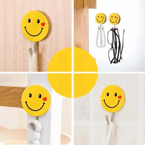 GANCHOS PARA PARED EMOJI PQT 6 UNDS RESISTE 3KG