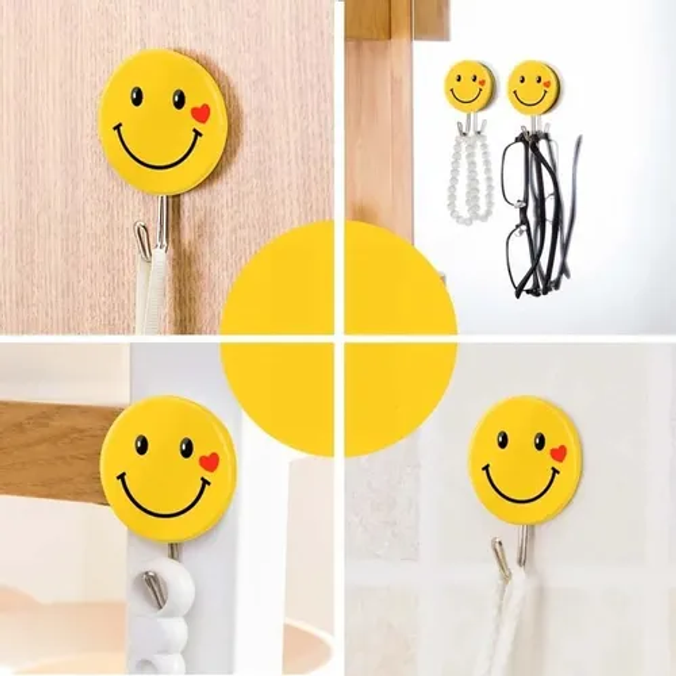 GANCHOS PARA PARED EMOJI PQT 6 UNDS RESISTE 3KG 1