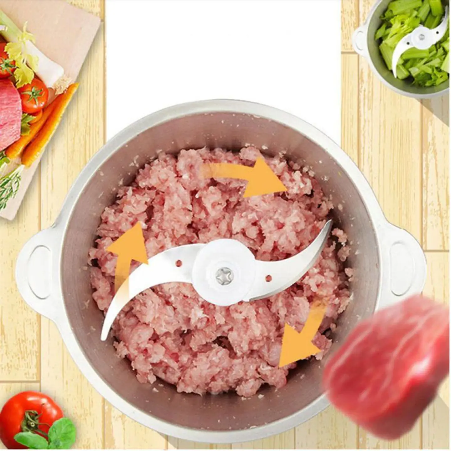 PICADOR ELÉCTRICO ACERO INOXIDABLE 2L 250W 2 VELOCIDADES 4 CUCHILLAS 5