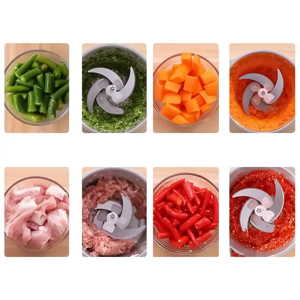 PICADOR ELÉCTRICO ACERO INOXIDABLE 2L 250W 2 VELOCIDADES 4 CUCHILLAS 6