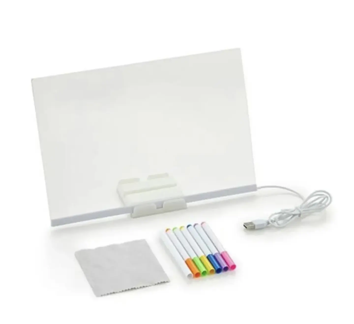 PIZARRA LED USB + PLUMÓN ACRÍLICO 30x20CM 2