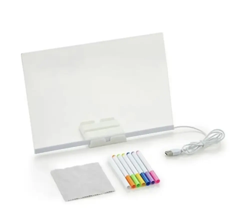 PIZARRA LED USB + PLUMÓN ACRÍLICO 30x20CM 2