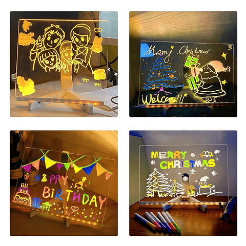 PIZARRA LED USB + PLUMÓN ACRÍLICO 30x20CM