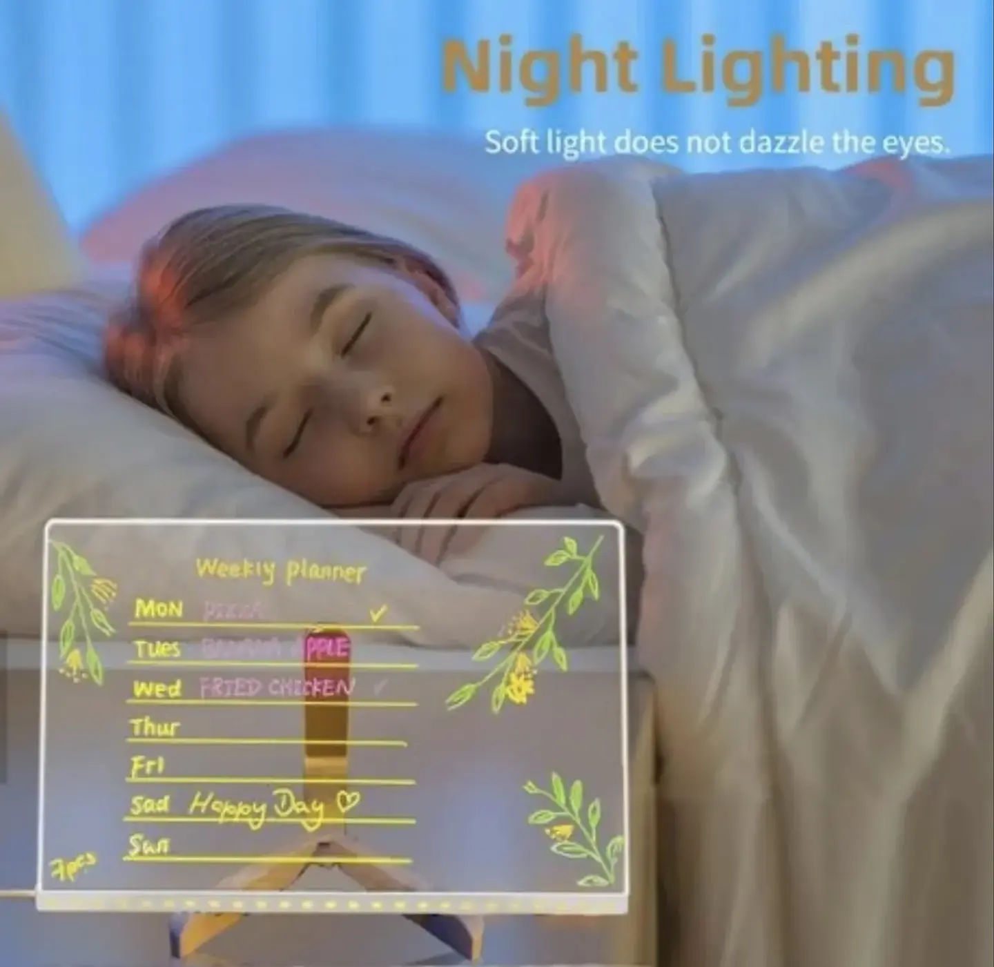 PIZARRA LED USB + PLUMÓN ACRÍLICO 30x20CM 9