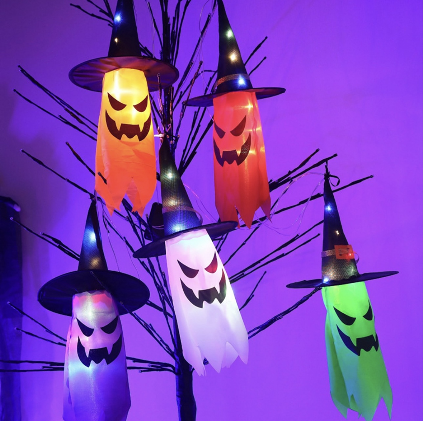 SOMBRERO FANTASMA LUMINOSO COLORES 75CM 4