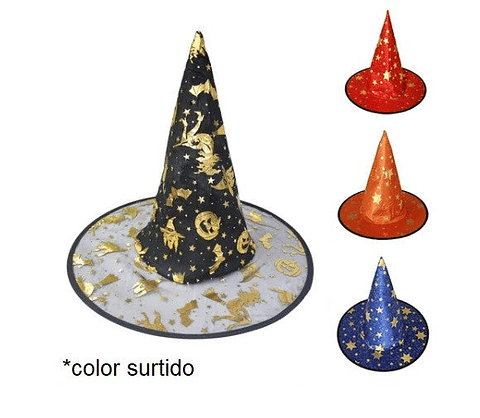 SOMBRERO DE BRUJA DISEÑO COLORES 