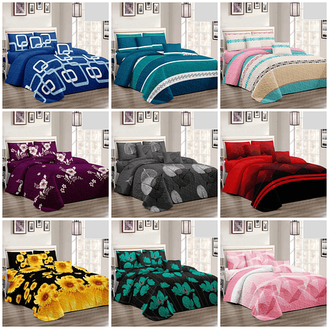 COBERTOR DE VERANO DISEÑO + 2 FUNDAD DE ALMOHADA 2 PLAZAS 230x250CM