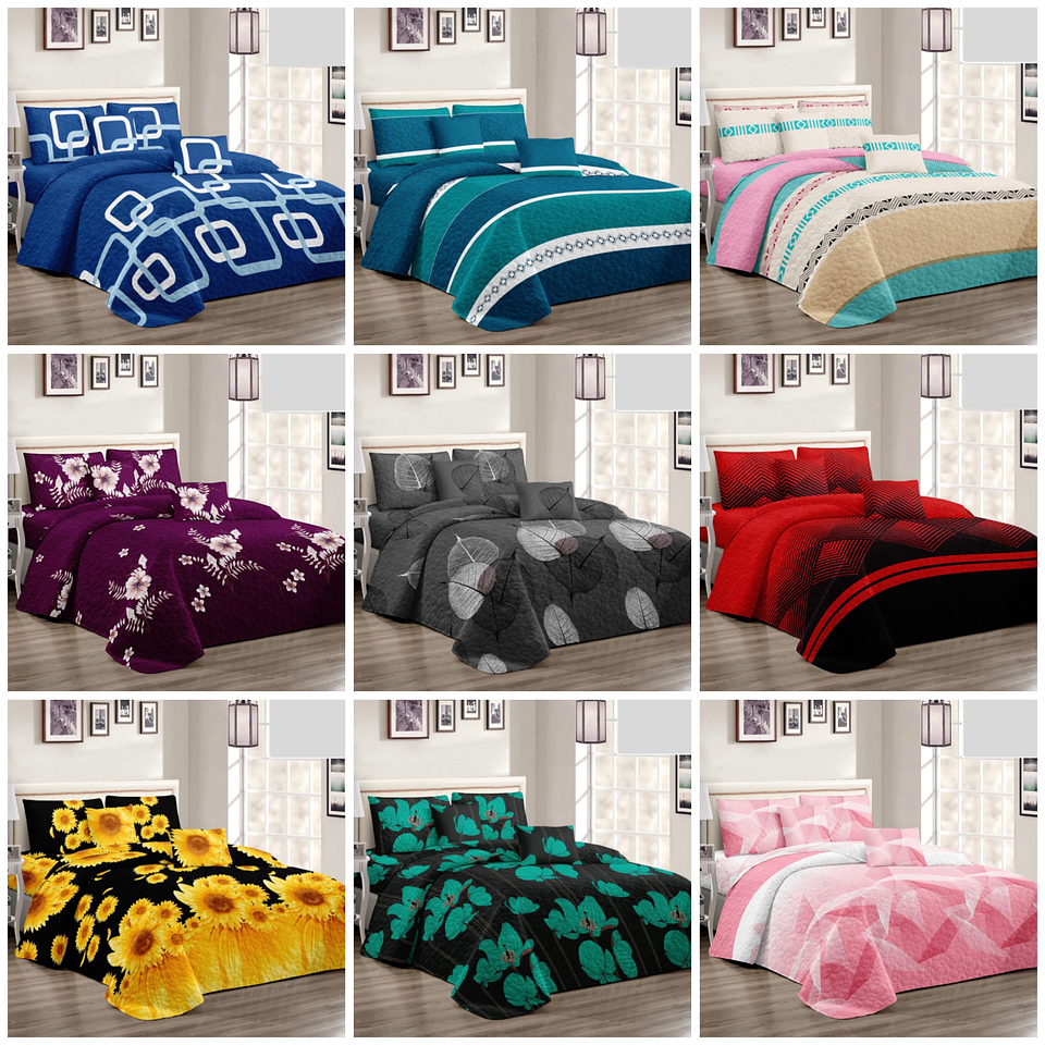 COBERTOR DE VERANO DISEÑO + 2 FUNDAD DE ALMOHADA 2 PLAZAS 230x250CM 1