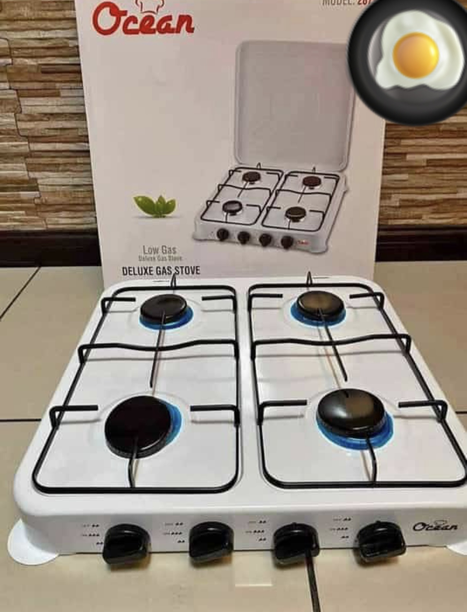 COCINA ENCIMERA CON TAPA A GAS 4 QUEMADORES MARCA OCEAN 2