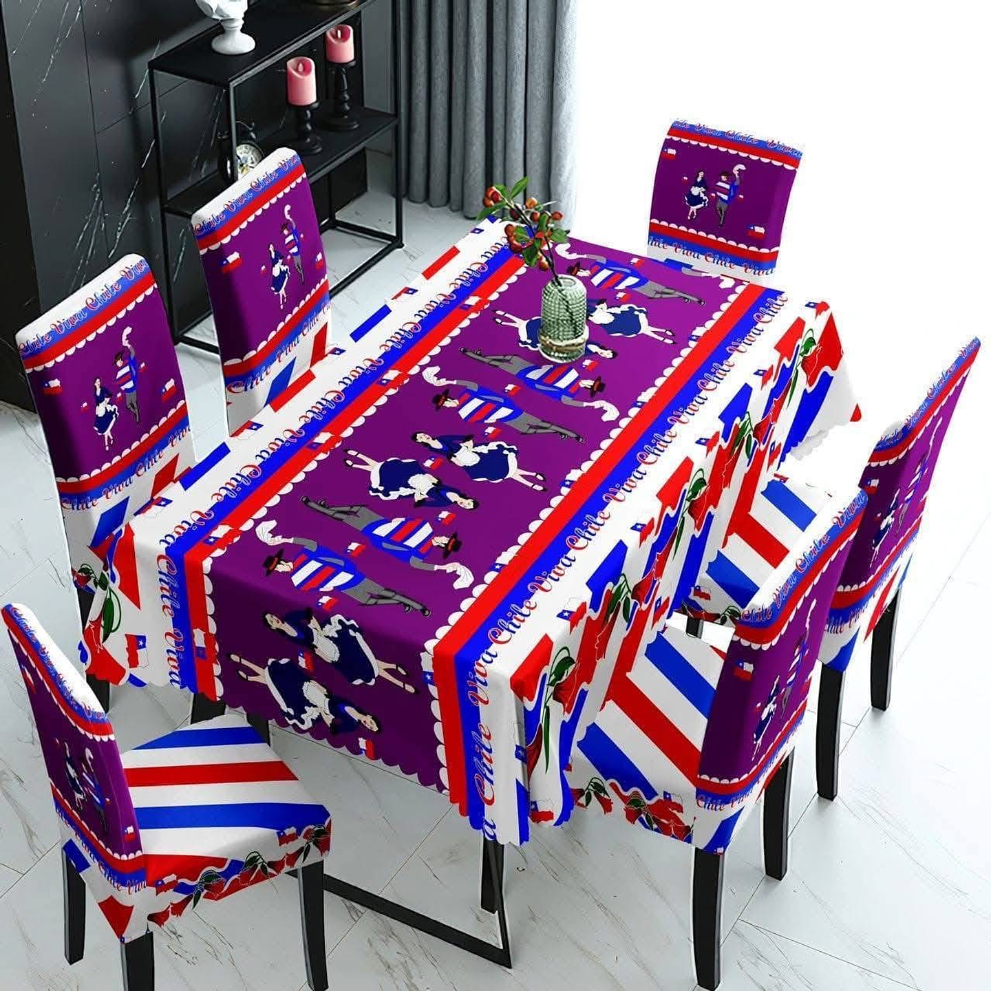 JUEGO MANTEL DE MESA + 6 FUNDAS DE SILLA 18 DE SEPTIEMBRE 3