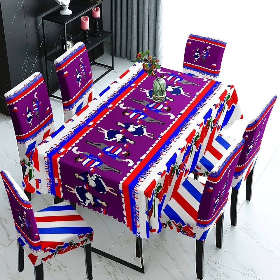 JUEGO MANTEL DE MESA + 6 FUNDAS DE SILLA 18 DE SEPTIEMBRE 3