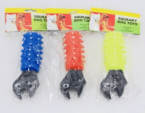 DOCENA JUGUETE CON SONIDO PARA PERRO DISEÑO LLAVE INGLESA 11CM