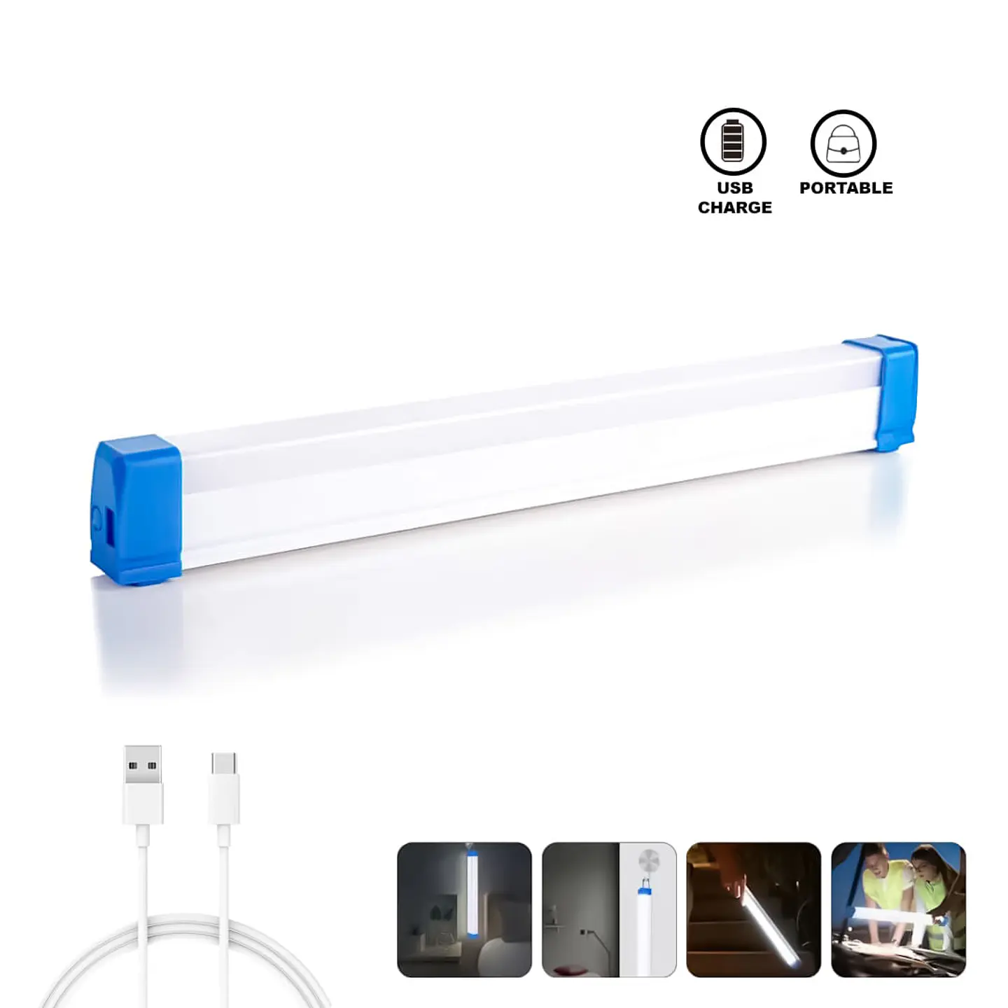 LÁMPARA LED EMERGENCIA RECARGABLE USB IMANTADA GRANDE 60W 52CM 1
