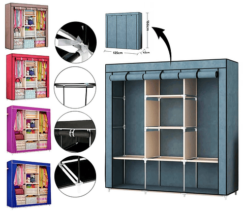CLÓSET ARMARIO GRANDE TRIPLE ARMABLE LONA 130x45x175CM