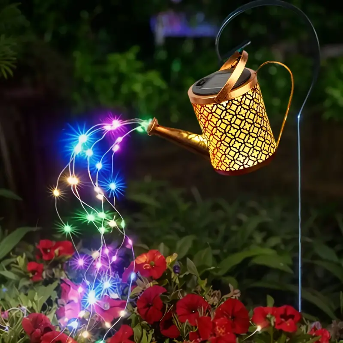 ADORNO REGADERA ESTACA SOLAR JARDÍN CALIDA-BLANCA-MULTICOLOR 2