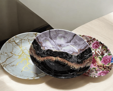 BANDEJA REDONDA FLORES Y DISEÑO 31x5CM