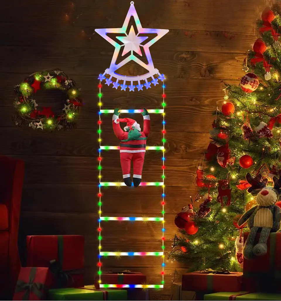 ESCALERA LED VIEJO PASCUERO MULTICOLOR Y CÁLIDO ESTRELLA 170x25CM 1