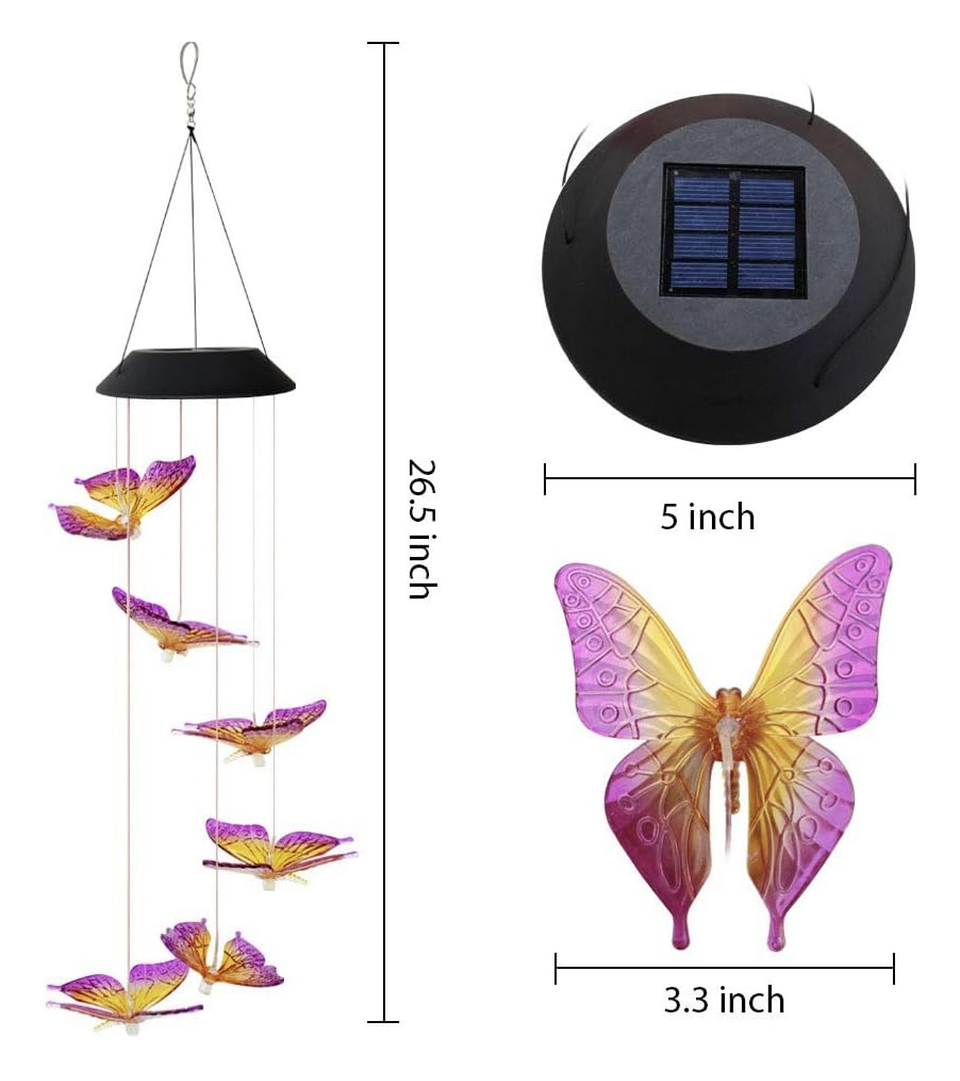COLGANTE MARIPOSAS SOLAR LUZ LES MULTICOLOR  3