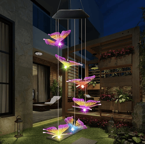 COLGANTE MARIPOSAS SOLAR LUZ LES MULTICOLOR 