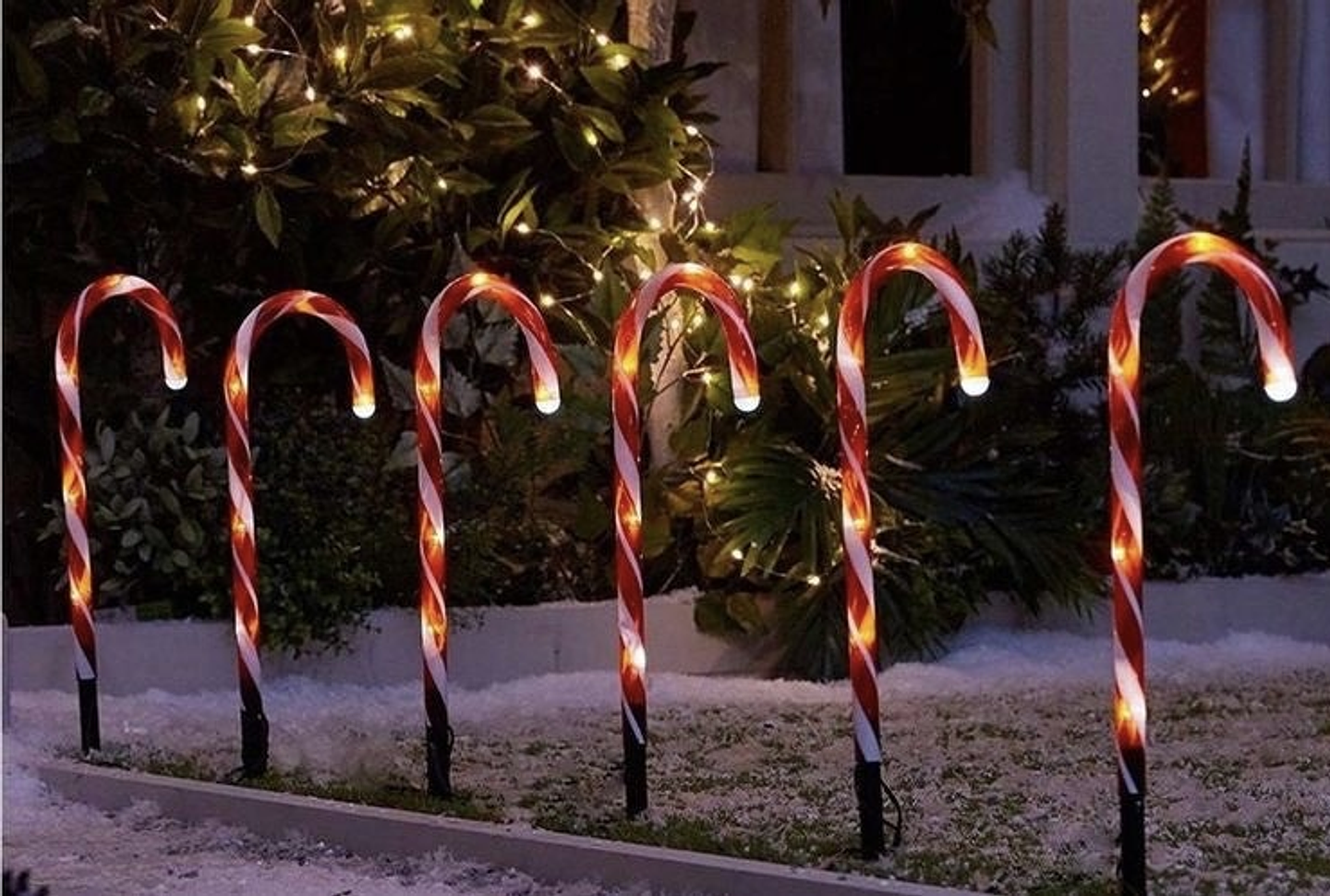 SET ADORNO BASTON CARAMELO SOLAR LED PQT 5 UNDS 64CM 5