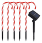 SET ADORNO BASTON CARAMELO SOLAR LED PQT 5 UNDS 64CM - Miniatura 1