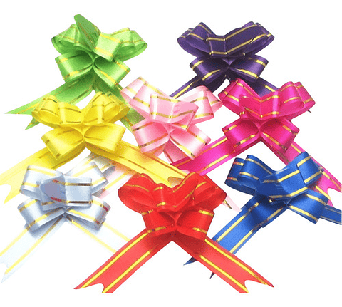 CINTA DE REGALO MÁGICA MOÑO 1.6x34CMS PQT 10 UNDS POR CO