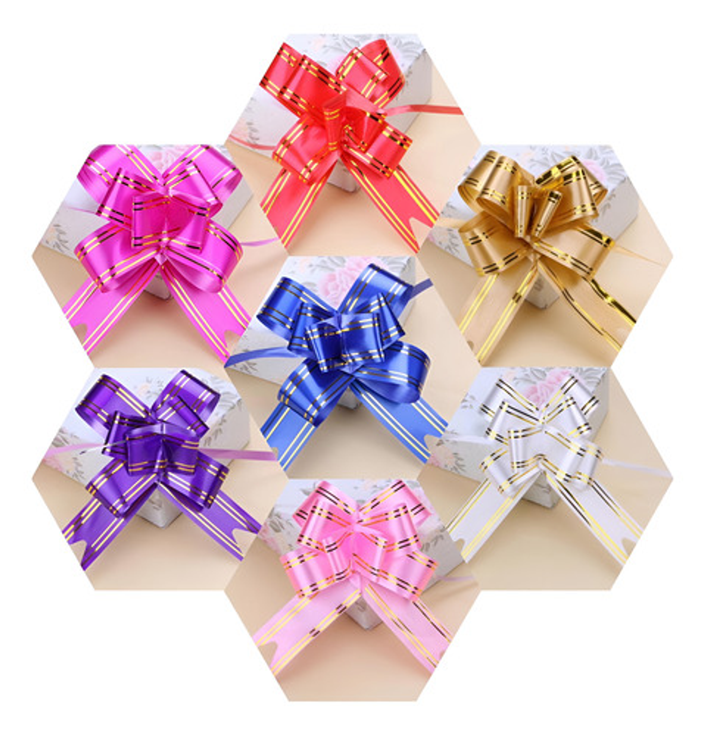 CINTA DE REGALO MÁGICA MOÑO 1.6x34CMS PQT 10 UNDS POR CO 3